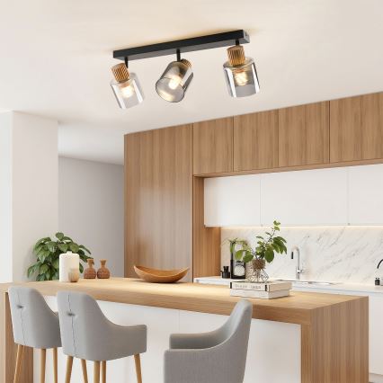 Brilagi - Deckenspot HYGGE 3xE14/15W/230V schwarz/rauchglas