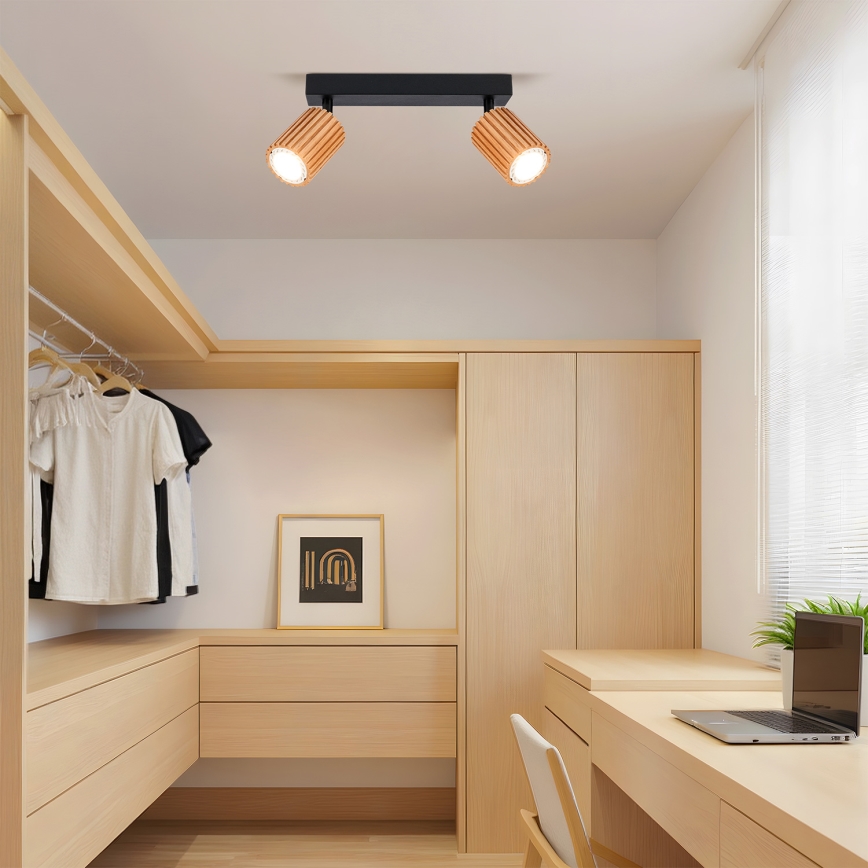 Brilagi - Deckenspot MODERN WOOD 2xGU10/8W/230V Holz/Schwarz