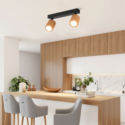 Brilagi - Deckenspot MODERN WOOD 2xGU10/8W/230V Holz/Schwarz