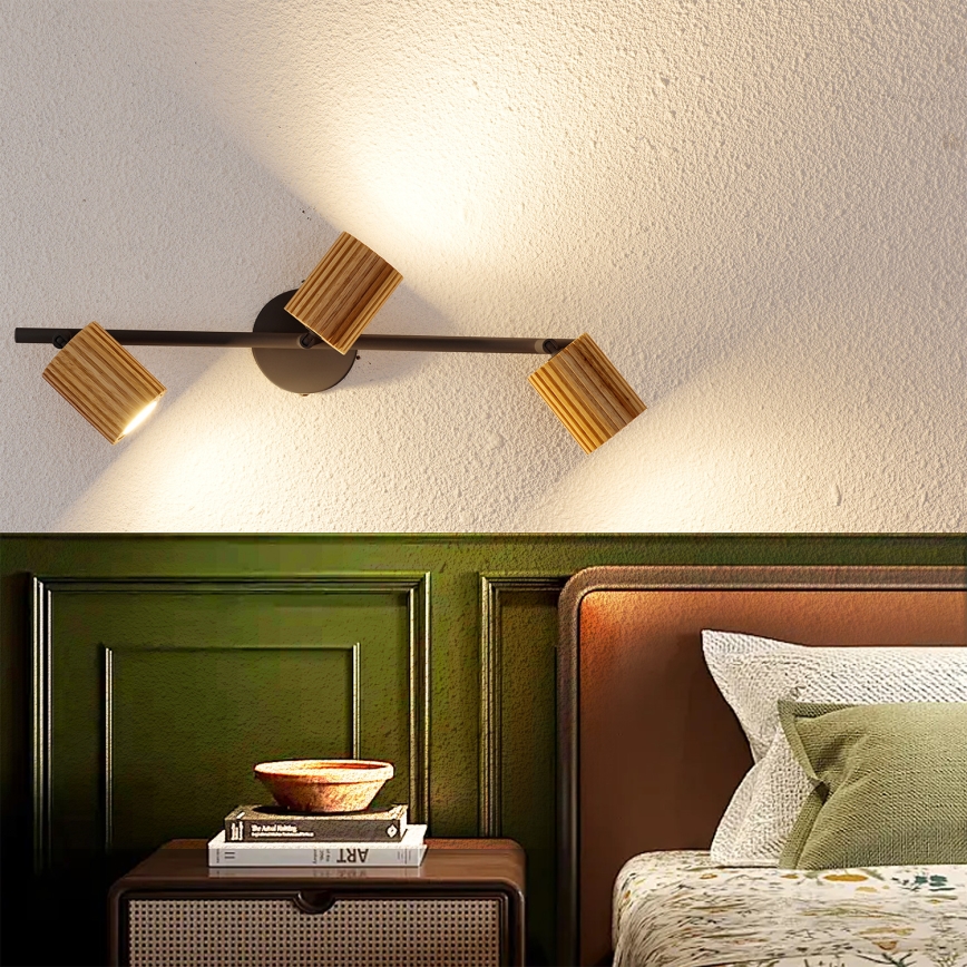 Brilagi - Deckenspot MODERN WOOD 3xGU10/8W/230V Holz/Schwarz