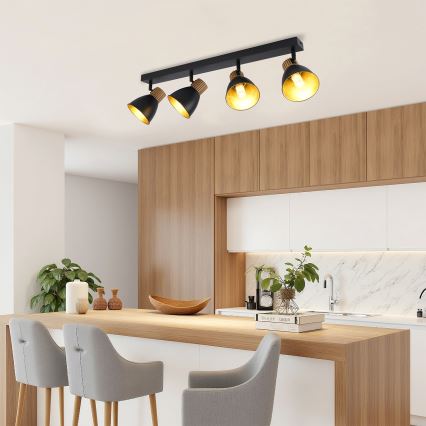 Brilagi - Deckenspot ODENSE 4xE14/10W/230V Gummibaumholz/schwarz