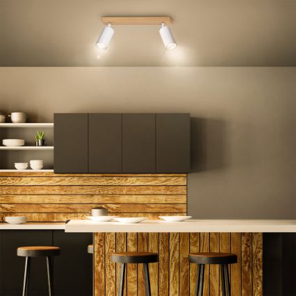Brilagi - Deckenspot SELE 2xGU10/30W/230V weiß/Eichen-Dekor