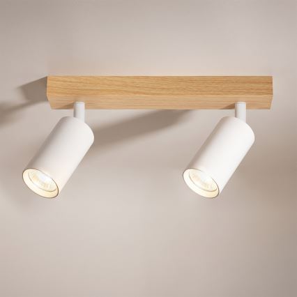Brilagi - Deckenspot SELE 2xGU10/30W/230V weiß/Eichen-Dekor