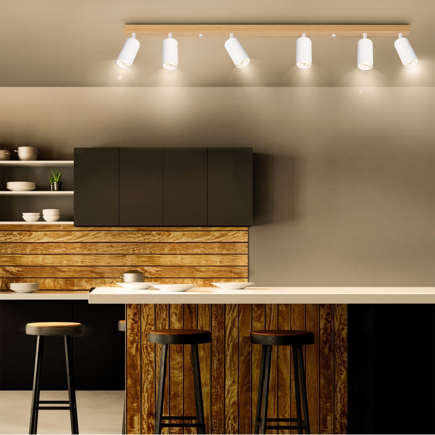 Brilagi - Deckenspot SELE 6xGU10/30W/230V weiß/Eiche-Dekor