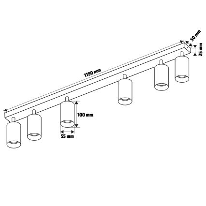 Brilagi - Deckenspot SELE 6xGU10/30W/230V weiß/Eiche-Dekor