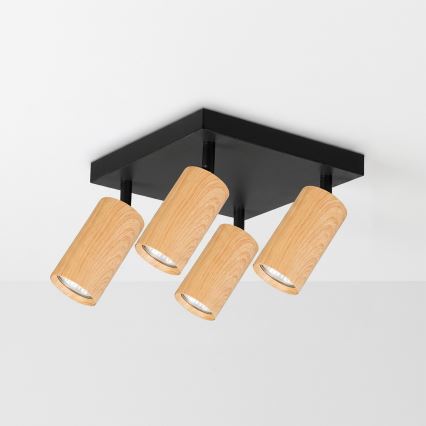 Brilagi - Deckenspot SELE SQUARE 4xGU10/30W/230V schwarz/Eiche-Dekor