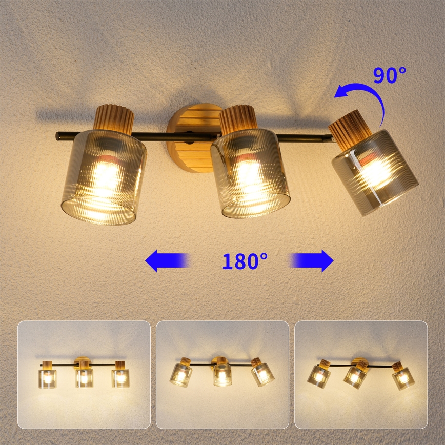 Brilagi - Deckenstrahler HYGGE 3xE14/15W/230V Kautschukholz/rauchgrau