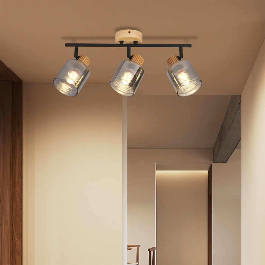 Brilagi - Deckenstrahler HYGGE 3xE14/15W/230V Kautschukholz/rauchgrau