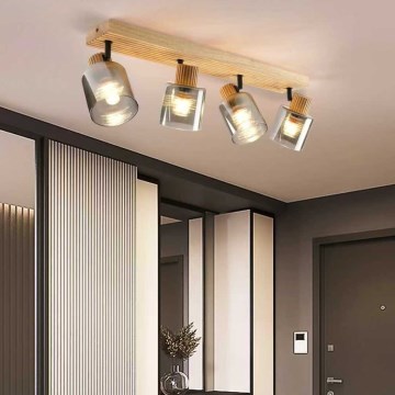 Brilagi - Deckenstrahler HYGGE 4xE14/15W/230V Holz/rauchfarben