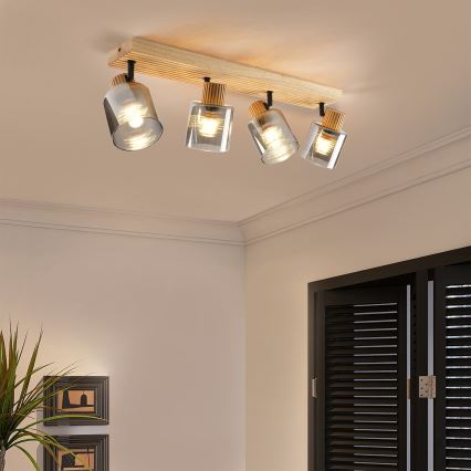 Brilagi - Deckenstrahler HYGGE 4xE14/15W/230V Holz/rauchfarben