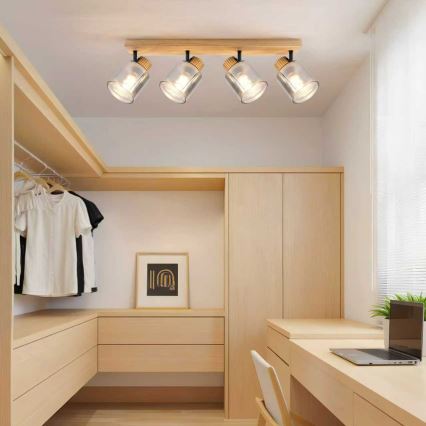 Brilagi - Deckenstrahler HYGGE 4xE14/15W/230V Holz/rauchfarben