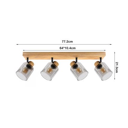 Brilagi - Deckenstrahler HYGGE 4xE14/15W/230V Holz/rauchfarben