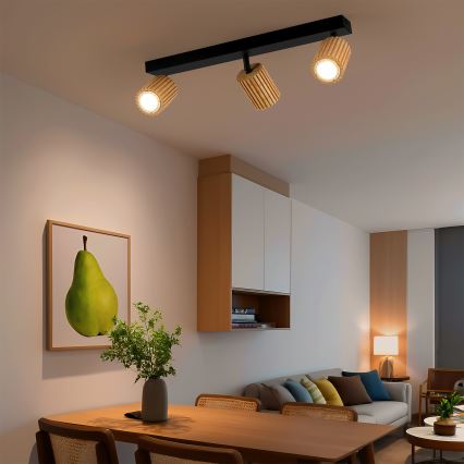 Brilagi - Deckenstrahler MODERN WOOD 3xGU10/8W/230V Gummibaum/Schwarz