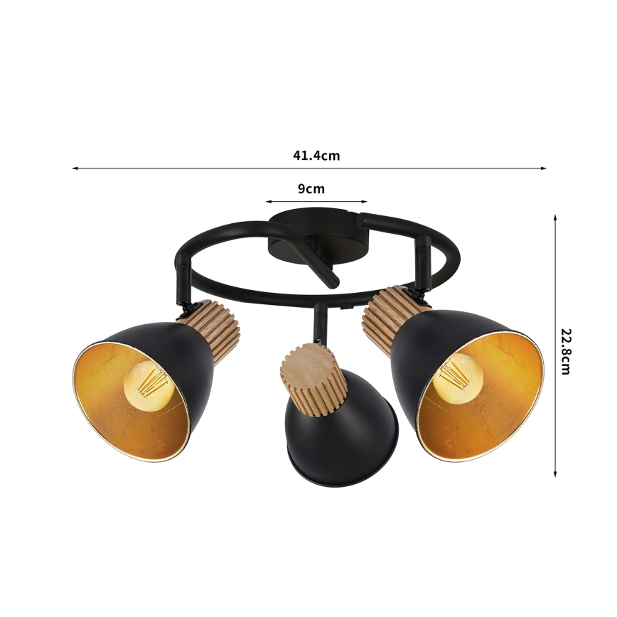 Brilagi - Deckenstrahler ODENSE 3xE14/10W/230V Holz/Schwarz
