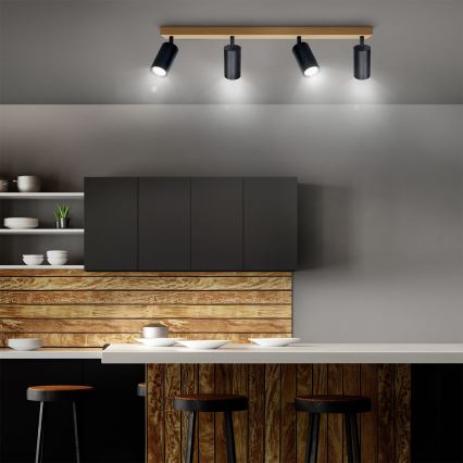 Brilagi - Deckenstrahler SELE 4xGU10/30W/230V schwarz/Eichen-Dekor