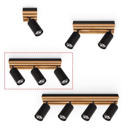 Brilagi - Deckenstrahler SELE WOOD 3xGU10/30W/230V schwarz/Holz