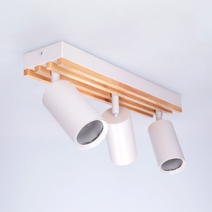 Brilagi - Deckenstrahler SELE WOOD 3xGU10/30W/230V weiß/Holz