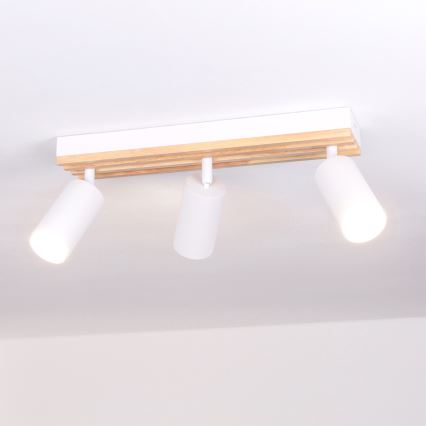 Brilagi - Deckenstrahler SELE WOOD 3xGU10/30W/230V weiß/Holz
