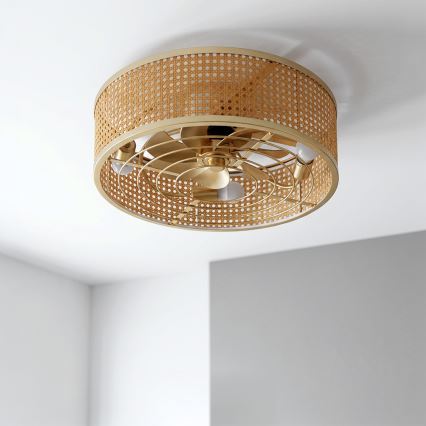 Brilagi - Deckenventilator 4xE27/40W/230V Durchmesser 50 cm Bambus + Fernbedienung