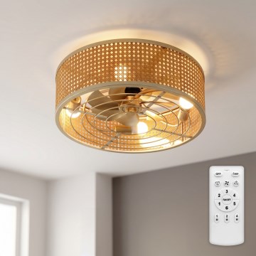 Brilagi - Deckenventilator 4xE27/40W/230V Ø 50 cm Bambus + Fernbedienung