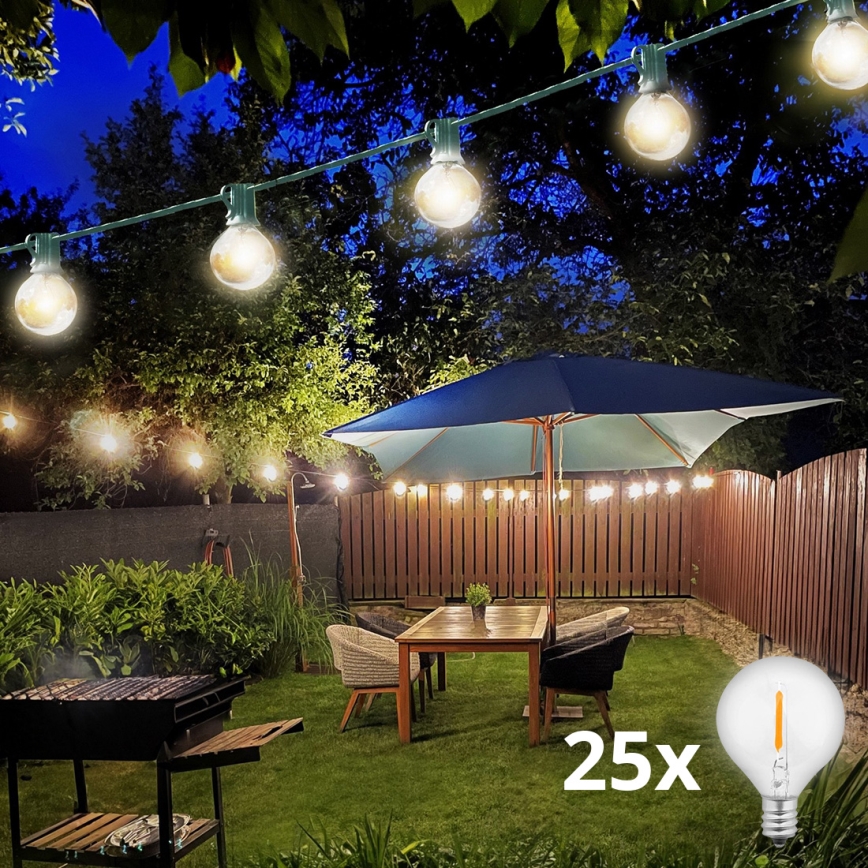 Brilagi - Dekorative LED-Lichterkette für den Außenbereich GARLAND 25xE12 20m grün IP44 warmweiβ