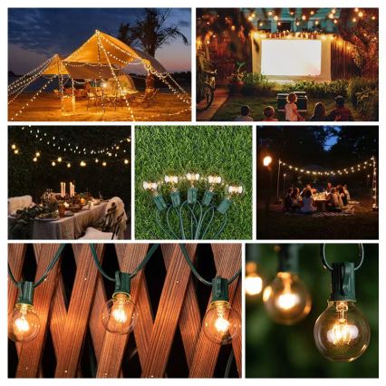 Brilagi - Dekorative LED-Lichterkette für den Außenbereich GARLAND 25xE12 20m grün IP44 warmweiβ