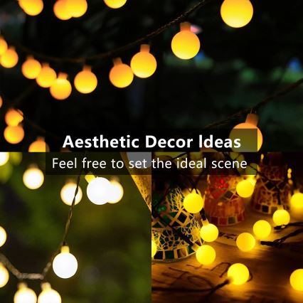 Brilagi - Dekorative LED-Solar-Lichterkette BUBBLE 50xLED/8 Funktionen 7m IP65 warmweiβ 600 mAh