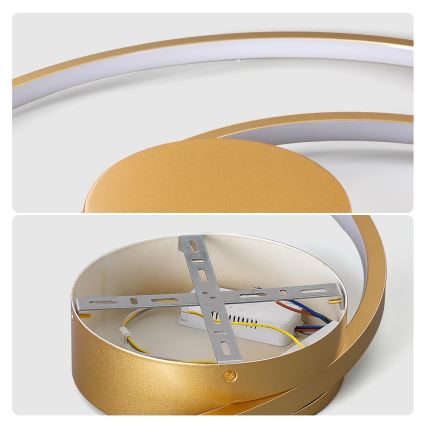 Brilagi - dimmbare LED-Deckenleuchte TWISTER LED/75W/230V 3000-6000K Ø 70 cm gold + Fernbedienung