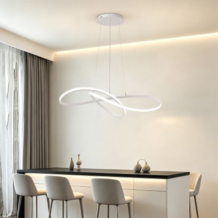Brilagi - LED-dimmbare Pendelleuchte an Seil INFINITY LED/80W/230V 3000-6000K 80x80 cm weiß + Fernbedienung
