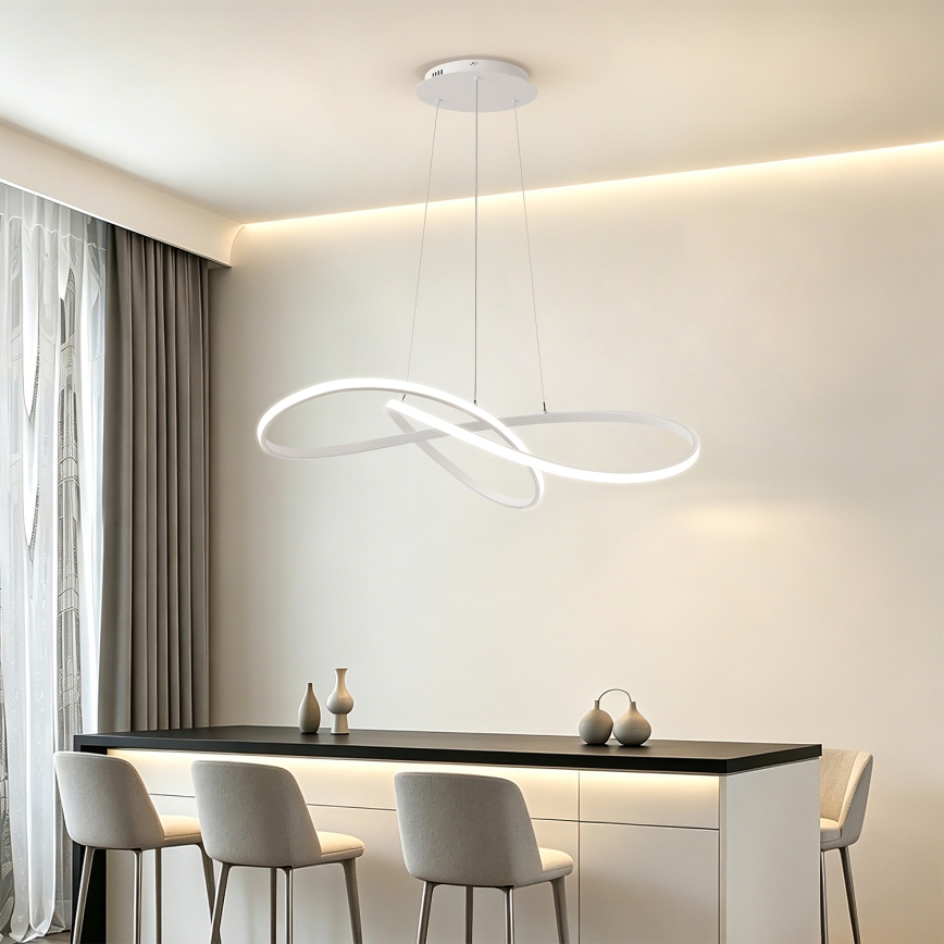 Brilagi - LED-dimmbare Pendelleuchte an Seil INFINITY LED/80W/230V 3000-6000K 80x80 cm weiß + Fernbedienung