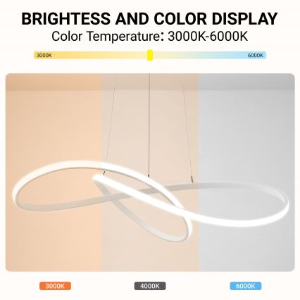 Brilagi - LED-dimmbare Pendelleuchte an Seil INFINITY LED/80W/230V 3000-6000K 80x80 cm weiß + Fernbedienung