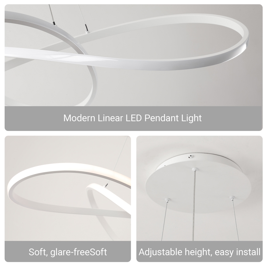 Brilagi - LED-dimmbare Pendelleuchte an Seil INFINITY LED/80W/230V 3000-6000K 80x80 cm weiß + Fernbedienung