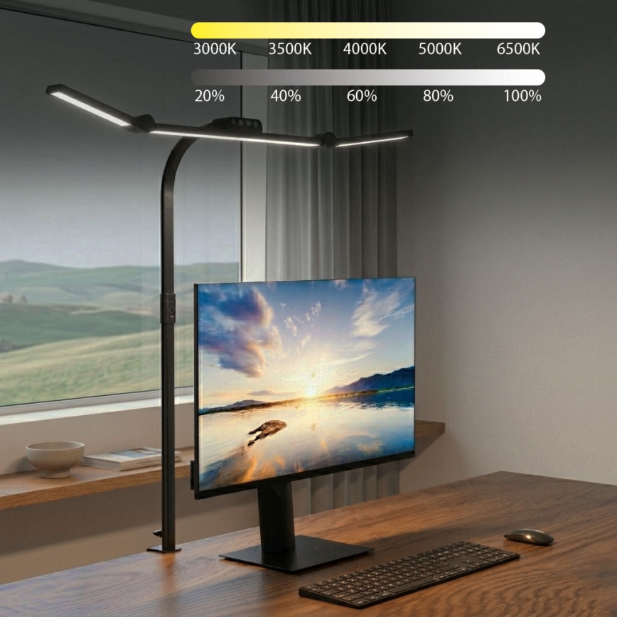 Brilagi - dimmbare LED-Tischlampe mit Touch-Bedienung und Clip VARIO LED/24W/230V 3000-6500K CRI 92 schwarz