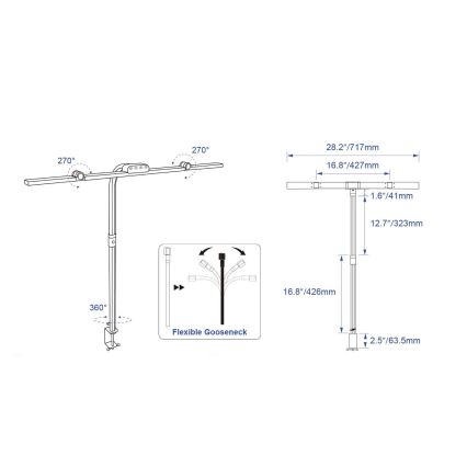 Brilagi - dimmbare LED-Tischlampe mit Touch-Bedienung und Clip VARIO LED/24W/230V 3000-6500K CRI 92 schwarz