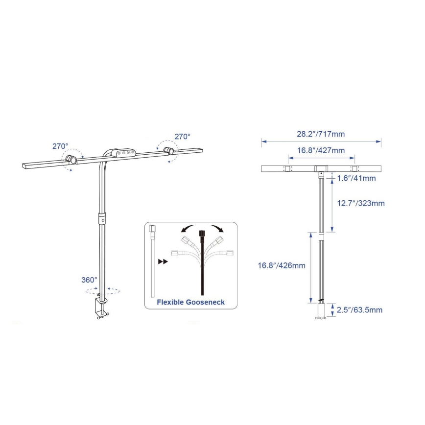 Brilagi - dimmbare LED-Tischlampe mit Touch-Bedienung und Clip VARIO LED/24W/230V 3000-6500K CRI 92 schwarz