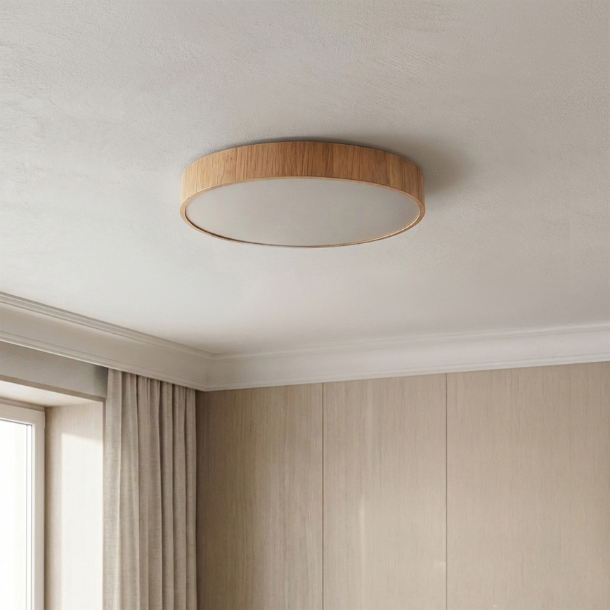 Brilagi - LED-dimmbare Deckenleuchte POOL LED/36W/230V 3000-6000K Ø 30 cm Holzdekor + Fernbedienung