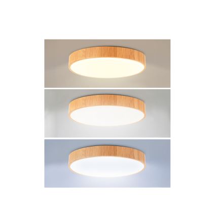 Brilagi - LED-dimmbare Deckenleuchte POOL LED/36W/230V 3000-6000K Ø 30 cm Holzdekor + Fernbedienung