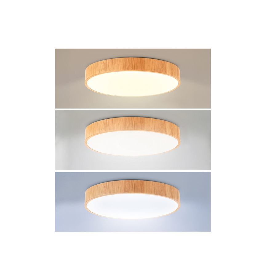 Brilagi - LED-dimmbare Deckenleuchte POOL LED/36W/230V 3000-6000K Ø 30 cm Holzdekor + Fernbedienung