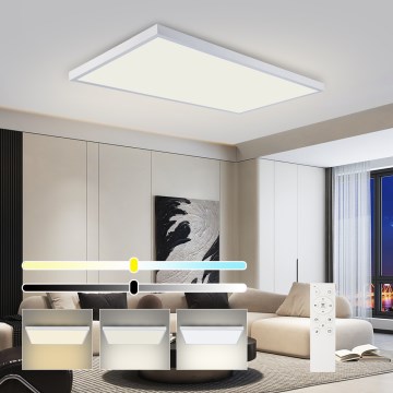Brilagi - Dimmbare LED-Badezimmer-Deckenleuchte FRAME SMART LED/96W/230V 120x60 cm 3000-6000K IP44 weiß + Fernbedienung