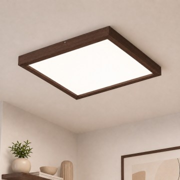 BRILAGI - Dimmbare LED-Badezimmer-Deckenleuchte WOODY FRAME LED/50W/230V Eiche Nussbaum 60x60 cm 3000-6000K IP44 + Fernbedienung
