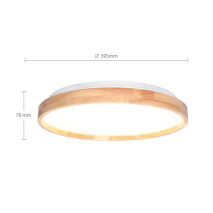 Brilagi - Dimmbare LED-Deckenleuchte ALSON LED/48W/230V 3000-6500K Eiche d 39,5 cm + Fernbedienung