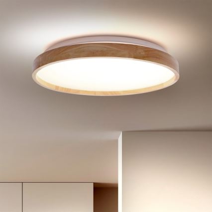 Brilagi - LED-dimmbare Deckenleuchte ALSON LED/48W/230V 3000-6500K Eiche Ø 39,5 cm + Fernbedienung