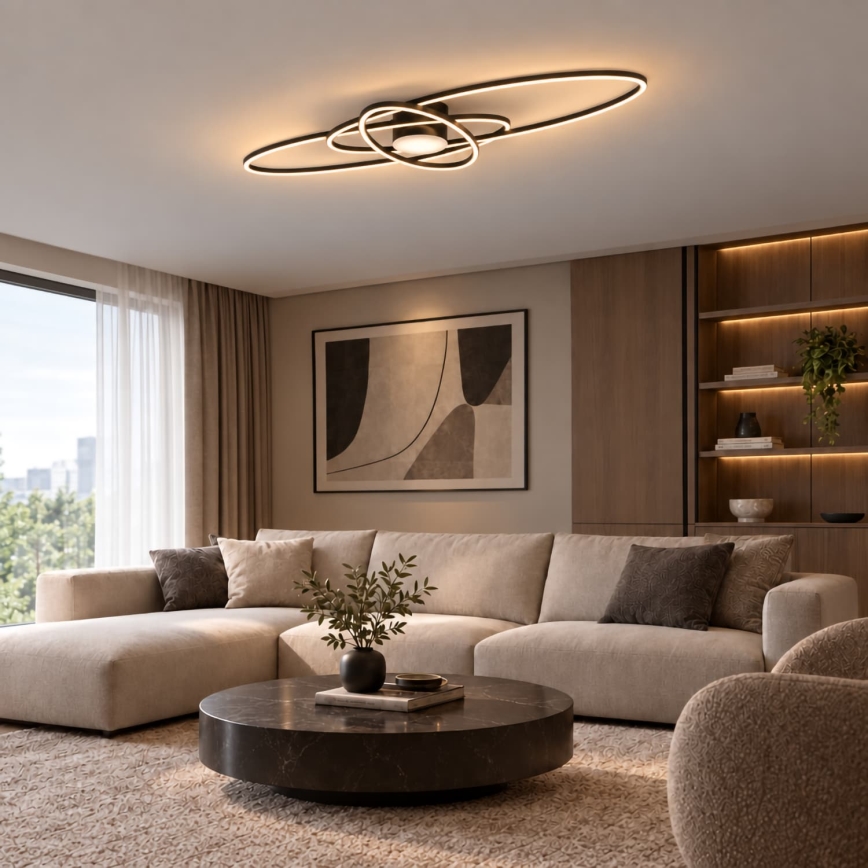 BRILAGI - dimmbare LED-Deckenleuchte APOLLO LED/58W/230V 3000-6500K 43,2x101,2 cm schwarz + Fernbedienung