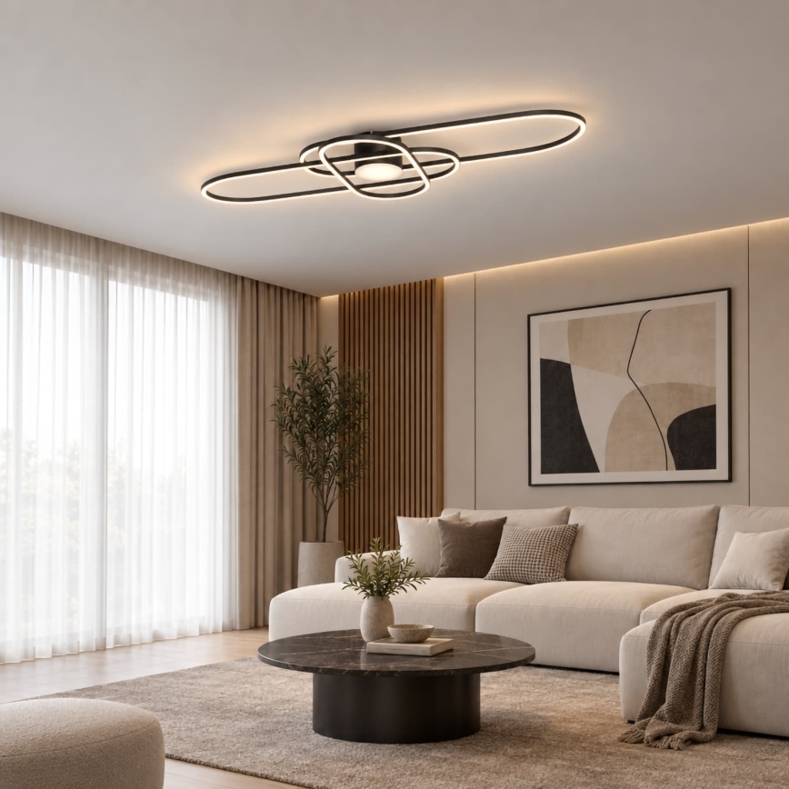 BRILAGI - LED-dimmbare Deckenleuchte APOLLO LED/58W/230V 3000-6500K 43,2x101,2 cm schwarz + Fernbedienung