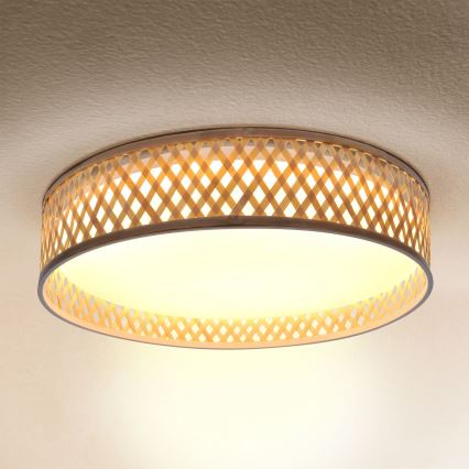 Brilagi - Dimmbare LED-Deckenleuchte CAMILA LED/48W/230V 3000-6500K Bambus d 40 cm + Fernbedienung