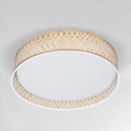 Brilagi - Dimmbare LED-Deckenleuchte CAMILA LED/48W/230V 3000-6500K Bambus d 40 cm + Fernbedienung