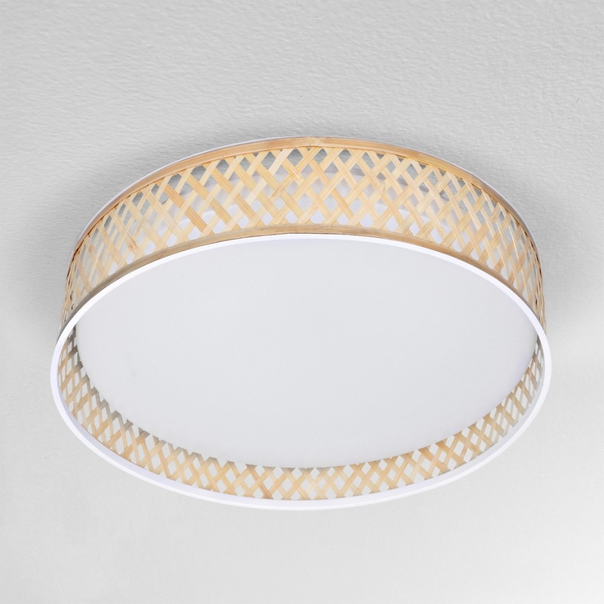 Brilagi - Dimmbare LED-Deckenleuchte CAMILA LED/48W/230V 3000-6500K Bambus d 40 cm + Fernbedienung