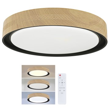 Brilagi - dimmbare LED-Deckenleuchte COCI LED/48W/230V 3000-6500K Ø 39 cm Holzdekor/Schwarz + Fernbedienung