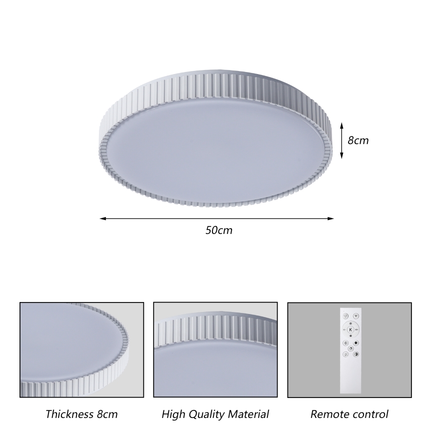 Brilagi - LED dimmbare Deckenleuchte CORVO LED/72W/230V 3000-6000K weiß Ø 50 cm + Fernbedienung