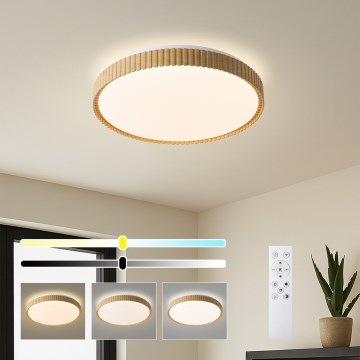 Brilagi - dimmbare LED-Deckenleuchte CORVO LED/72W/230V 3000-6000K Holzoptik Ø 50 cm + Fernbedienung